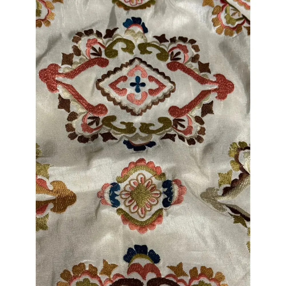 Pier 1 Throw Pillow Cover Embroidery Yellow Trim 20x13